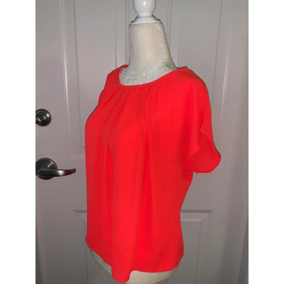 Agaci Top Solid Hot Pink Short Sleeve Blouse Sz M - Picture 3 of 5